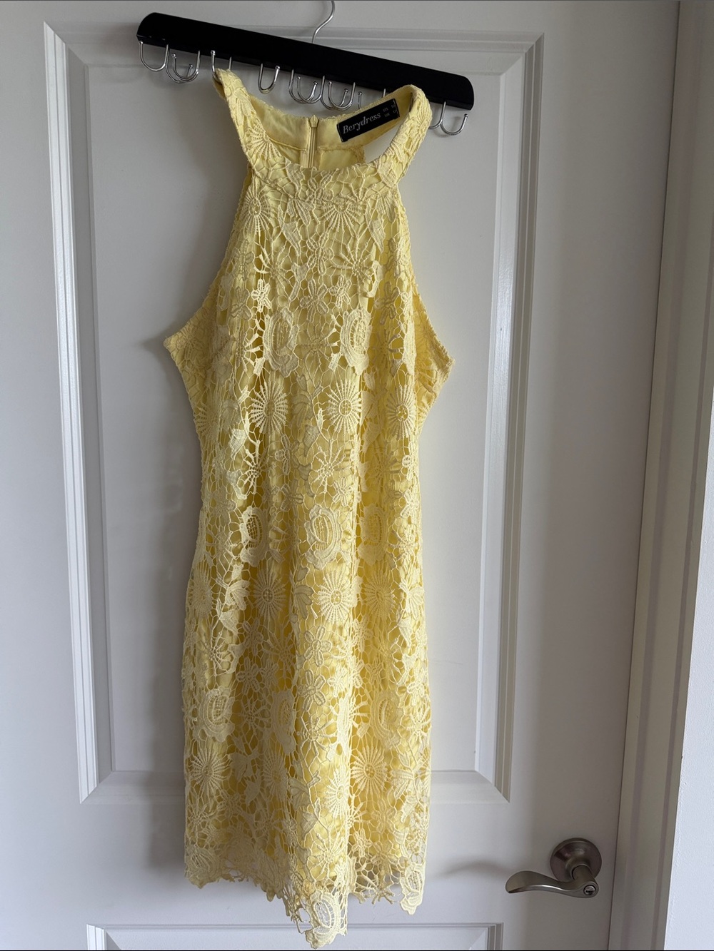BeBop Yellow Lace Halter Mini Dress